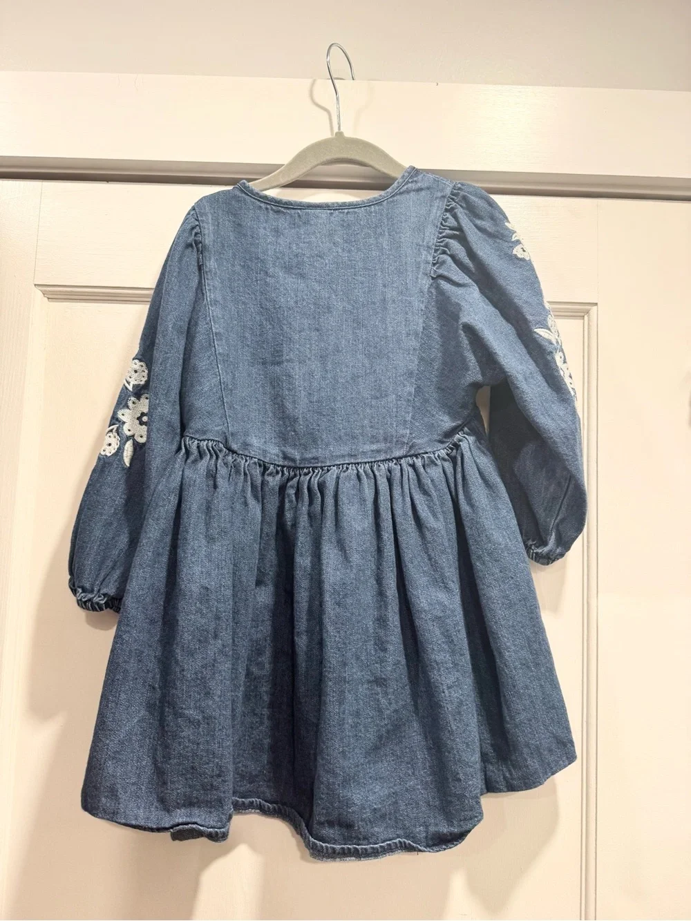 Old Navy Long Sleeve Embroidered Jean Dress 5T School Western Boho Family Photos
